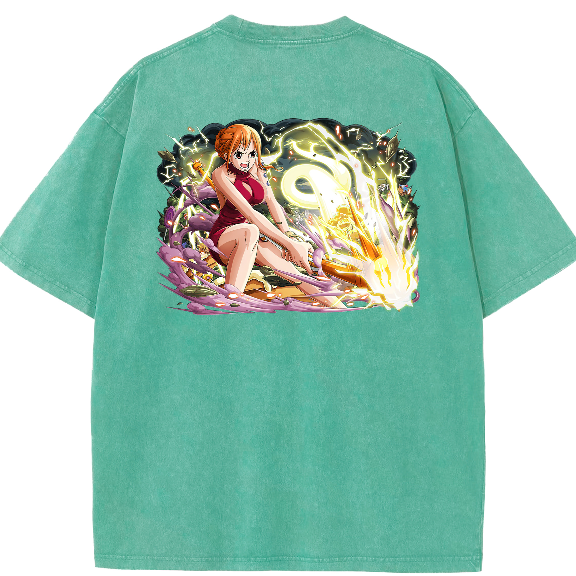 ワンピース ナミ ONE PIECE Nami 綿100% ヴィンテージ風 半袖Tシャツ（背面プリント）